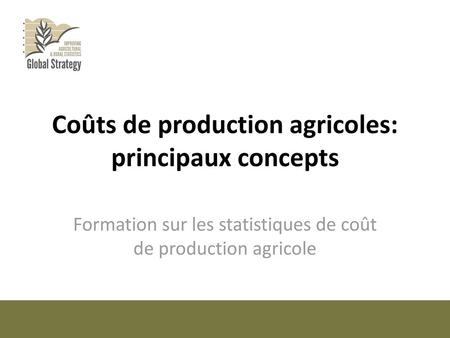 Coûts de production agricoles: principaux concepts