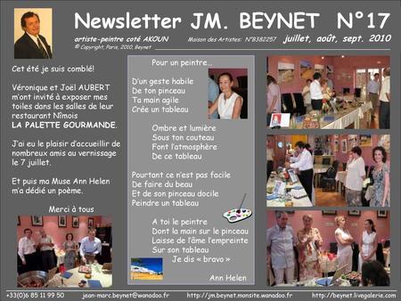 Newsletter JM. BEYNET N°17