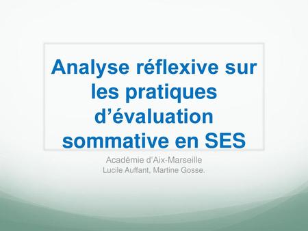Analyse réflexive sur les pratiques d’évaluation sommative en SES