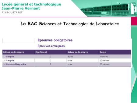Le BAC Sciences et Technologies de Laboratoire