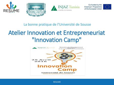 Atelier Innovation et Entrepreneuriat Innovation Camp