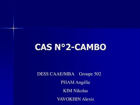 CAS N°2-CAMBO DESS CAAE/MBA Groupe 502 PHAM Angélie KIM Nikolas