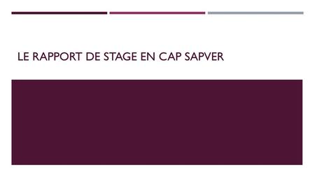 Le rapport de stage en CAp SAPVER