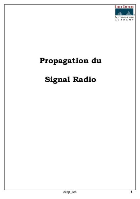 Propagation du Signal Radio