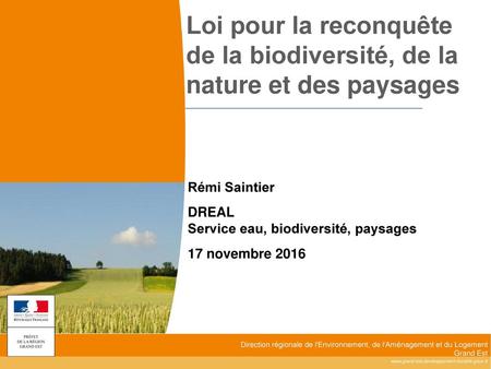 Rémi Saintier DREAL  Service eau, biodiversité, paysages