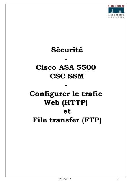 Sécurité - Cisco ASA 5500 CSC SSM - Configurer le trafic Web (HTTP) et