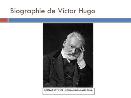 PORTRAIT DE VICTOR HUGO PAR NADAR (VERS 1884).
