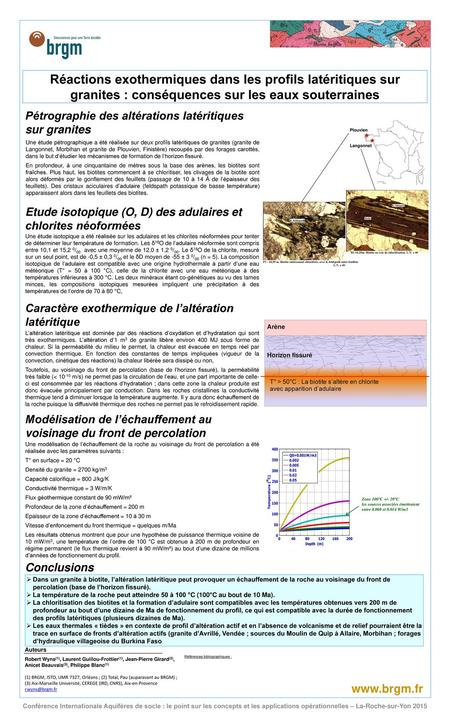 Réactions exothermiques dans les profils latéritiques sur granites : conséquences sur les eaux souterraines Pétrographie des altérations latéritiques sur.