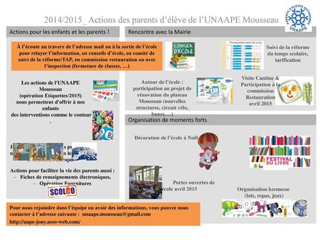 2014/2015_ Actions des parents d’élève de l’UNAAPE Mousseau