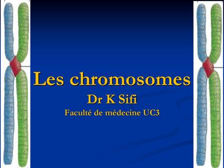 Les chromosomes Dr K Sifi Faculté de médecine UC3