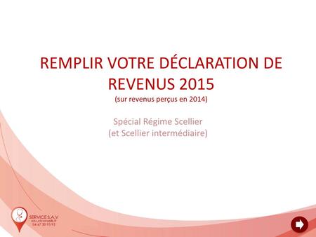 REMPLIR VOTRE DÉCLARATION DE REVENUS 2015 (sur revenus perçus en 2014)
