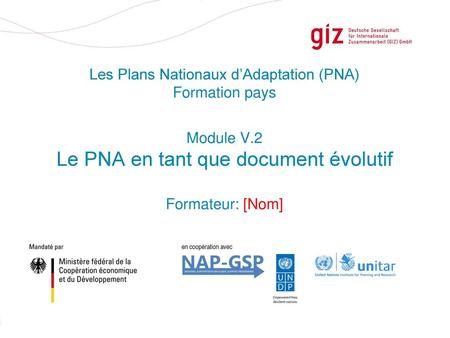 Module V.2 Le PNA en tant que document évolutif Formateur: [Nom]