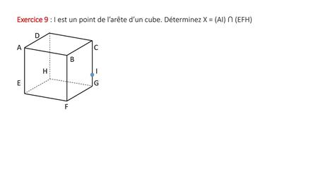 Exercice 9 : I est un point de l’arête d’un cube