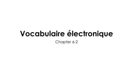 Vocabulaire électronique