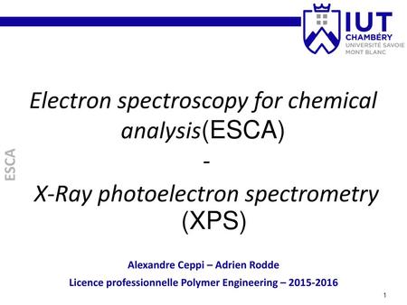 Electron spectroscopy for chemical analysis(ESCA)