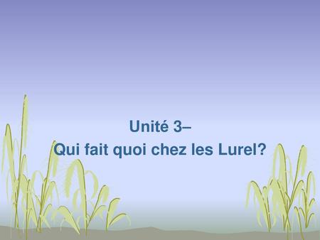 Unité 3– Qui fait quoi chez les Lurel?