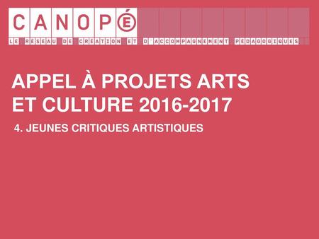 Appel à projets arts et culture