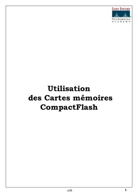 Utilisation des Cartes mémoires CompactFlash