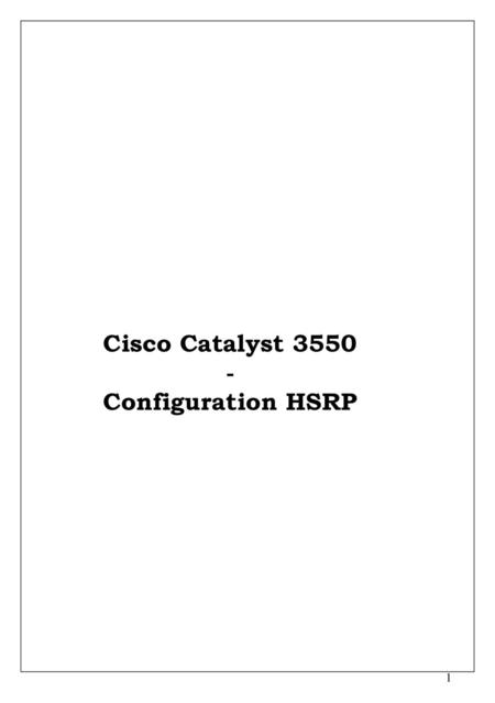 Cisco Catalyst 3550 - Configuration HSRP.