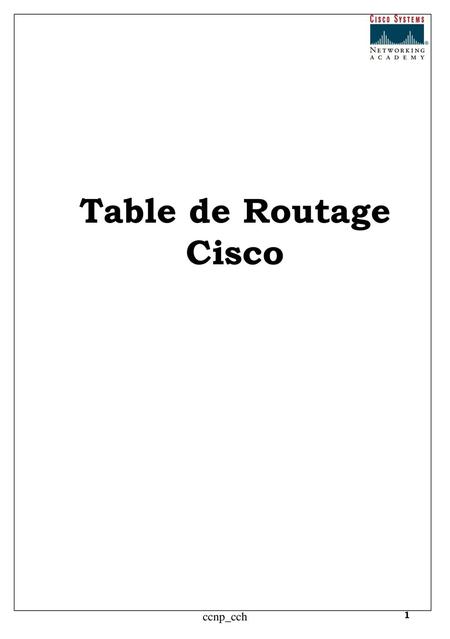 Table de Routage Cisco ccnp_cch ccnp_cch.