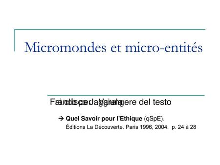 Micromondes et micro-entités