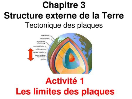 Chapitre 3 Structure externe de la Terre Tectonique des plaques
