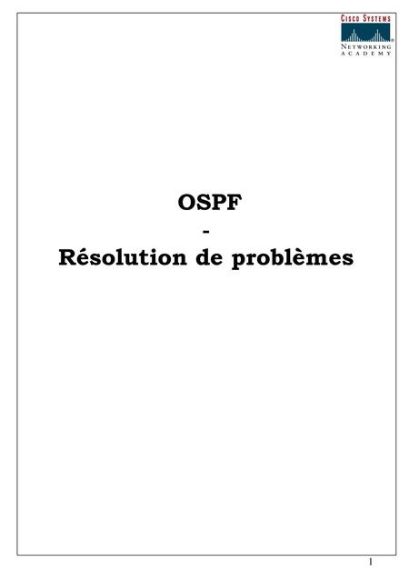 OSPF - Résolution de problèmes