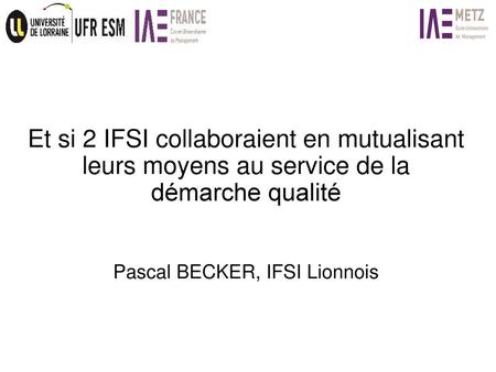 Pascal BECKER, IFSI Lionnois