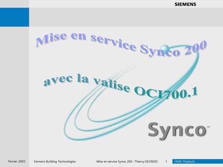 Mise en service Synco 200 avec la valise OCI700.1