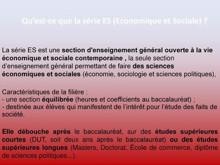 Qu’est-ce que la série ES (Economique et Sociale) ?