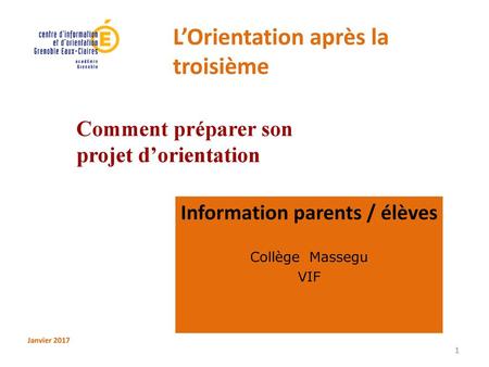 Information parents / élèves