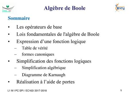 Lois fondamentales de l'algèbre de Boole