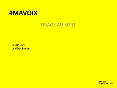 #MAVOIX TIRAGE AU SORT Les Besoins Le déroulement #MAVOIX