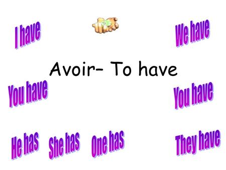 Avoir– To have We have I have You have You have One has They have