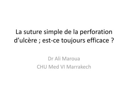 Dr Ali Maroua CHU Med VI Marrakech