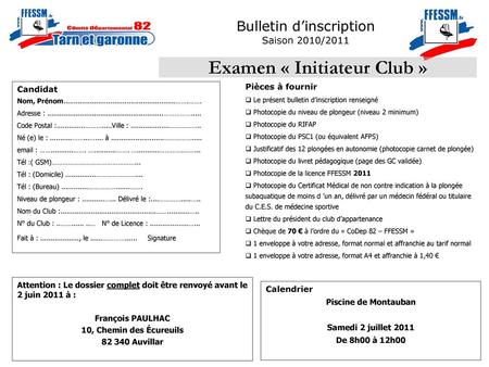 Examen « Initiateur Club »