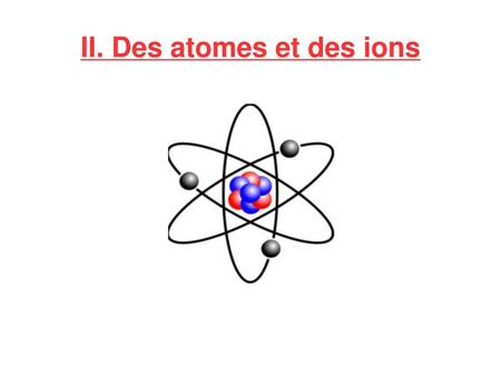 II. Des atomes et des ions
