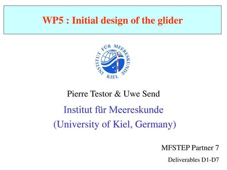 WP5 : Initial design of the glider