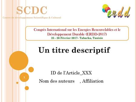 SCDC Un titre descriptif ID de l’Article_XXX