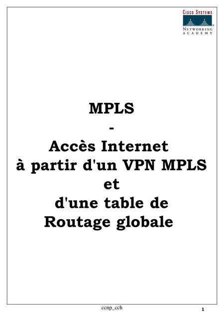 MPLS - Accès Internet à partir d'un VPN MPLS