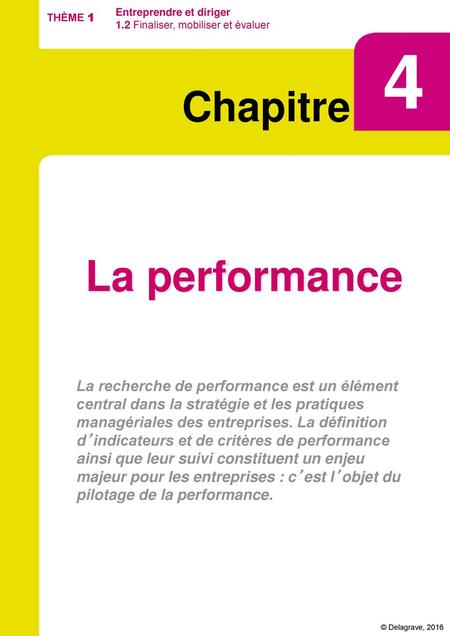 4 La performance Chapitre