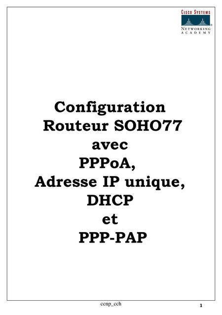 Configuration Routeur SOHO77