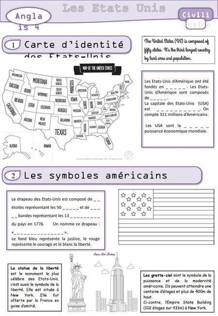 Les Etats Unis Carte d’identité des Etats-Unis Les symboles américains