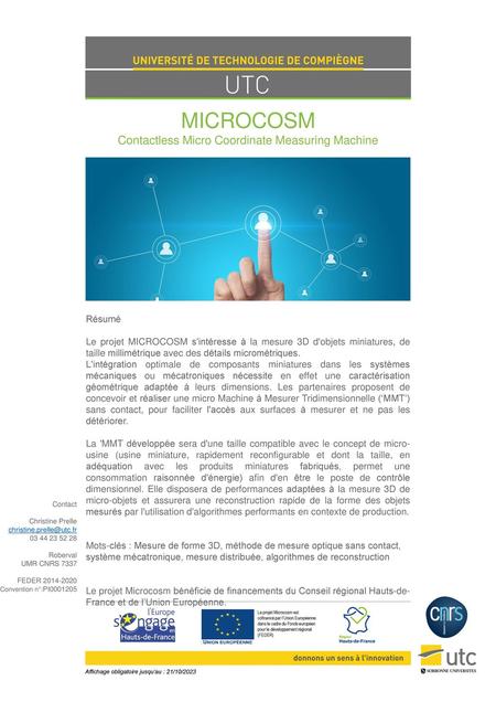 MICROCOSM Contactless Micro Coordinate Measuring Machine