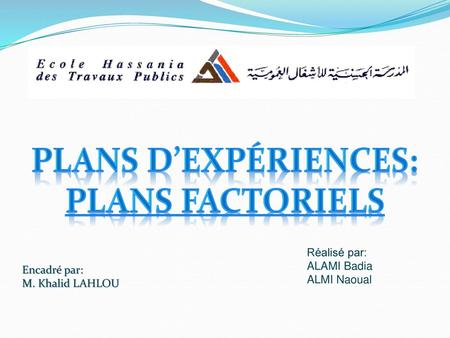 Plans d’expériences: Plans factoriels