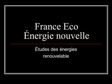 France Eco Énergie nouvelle