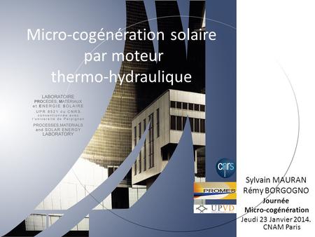 Micro-cogénération solaire par moteur thermo-hydraulique