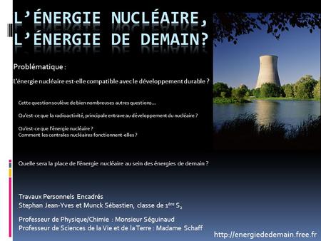 L’énergie nucléaire, l’énergie de demain?