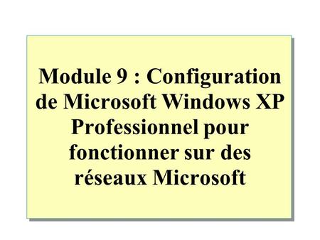 Module 9 : Configuration de Microsoft Windows XP Professionnel pour fonctionner sur des réseaux Microsoft.