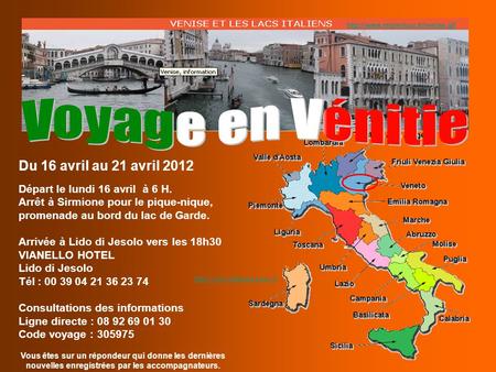 Voyage en Vénitie Du 16 avril au 21 avril 2012